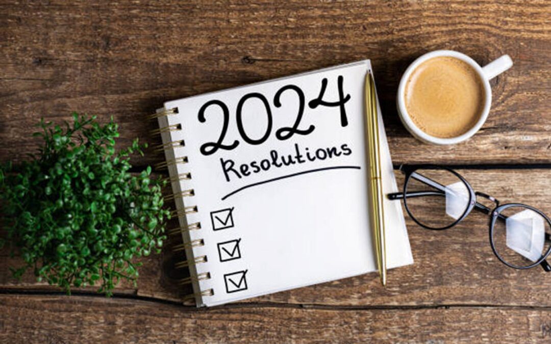 Résolutions 2024 est écrit sur un agenda